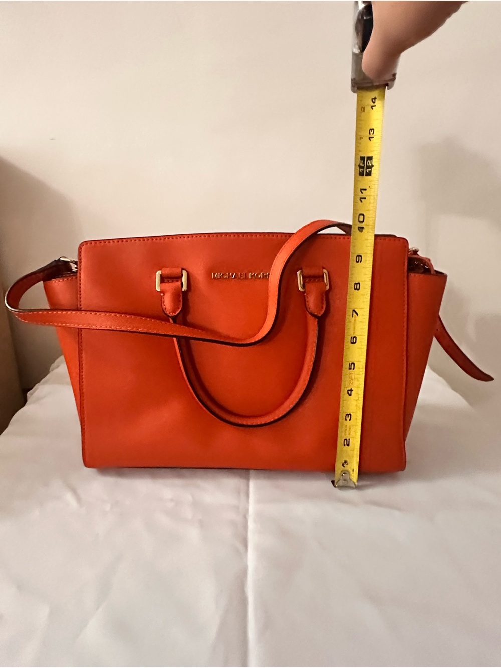 Michael Kors Bright Orange Saffiano Leather Satchel - Picture 7 of 7